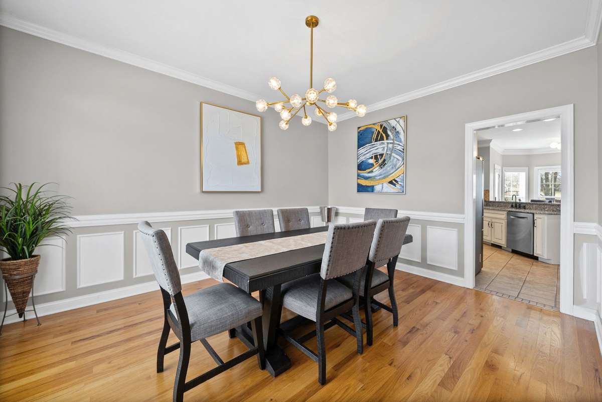 Another fabulous view of your formal dining area, showing the fabulous flow and location next to your oversized kitchen, making it perfect for serving and entertaining.