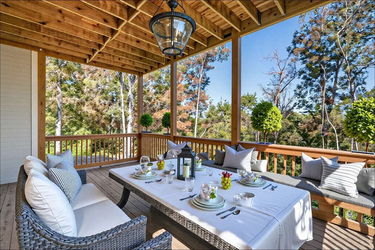 Ai Staged lower deck for enjoying company or the morning coffee