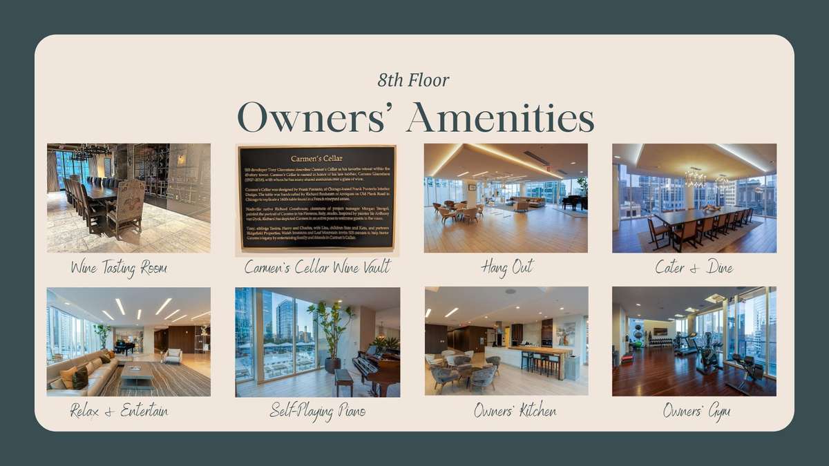 Owners may share these exclusive spaces with other owners, or rent them for private enjoyment on the 8th floor!