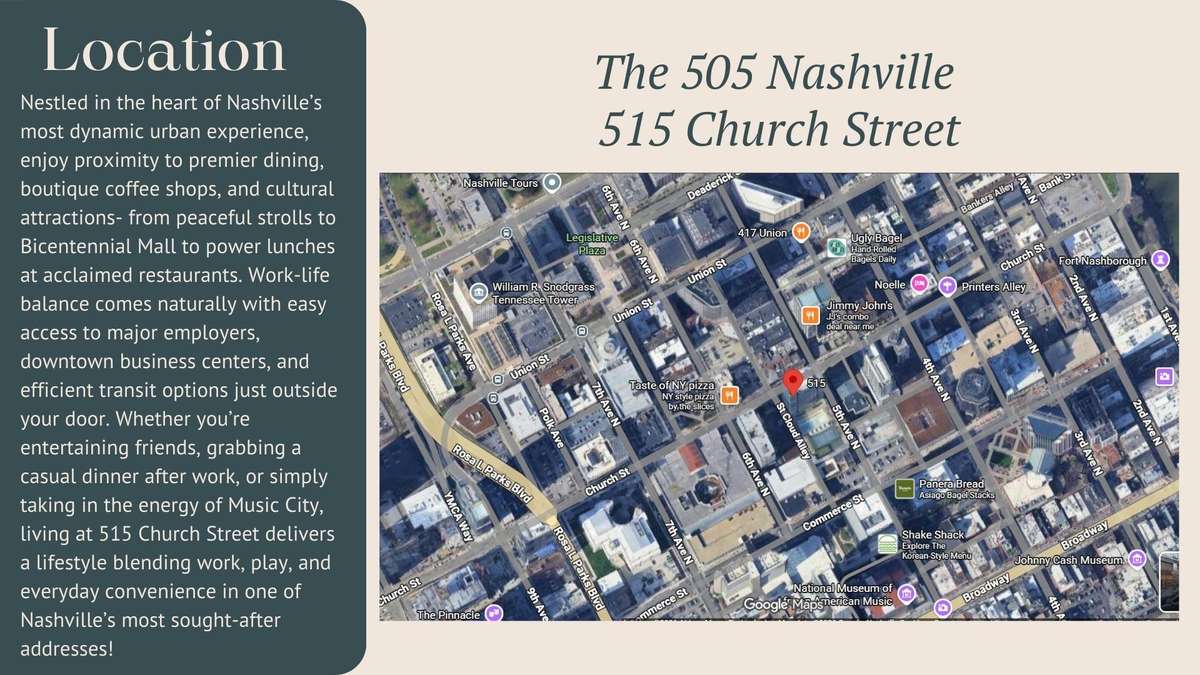 Right in the heart of the Urban Experience of life in Music City, you're minutes away from coffee, cocktails and culture!