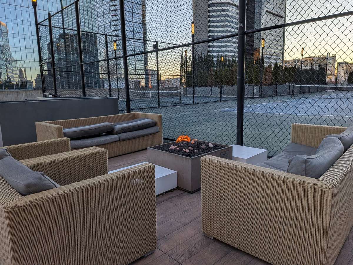 Gather with friends or enjoy a moment alone or with a special someone around the cozy firepits on the 7th floor rooftop deck!