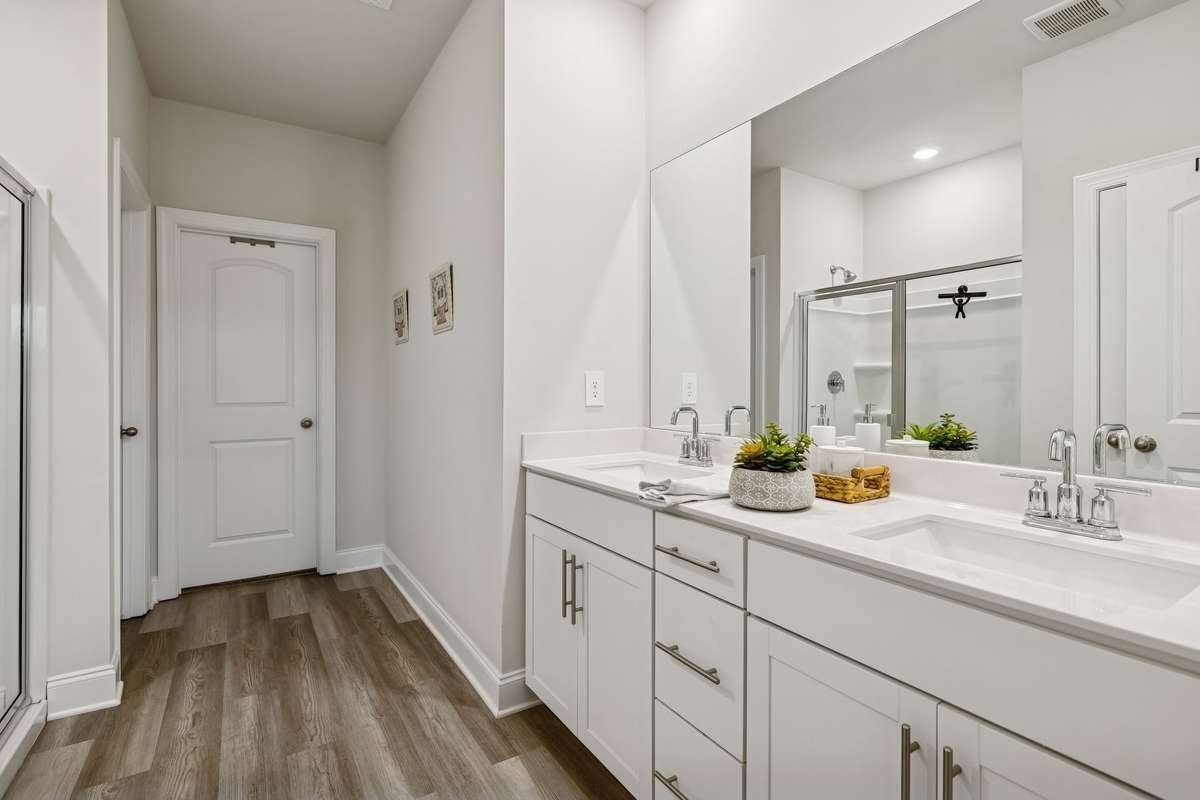 Primary bathroom with double vanities