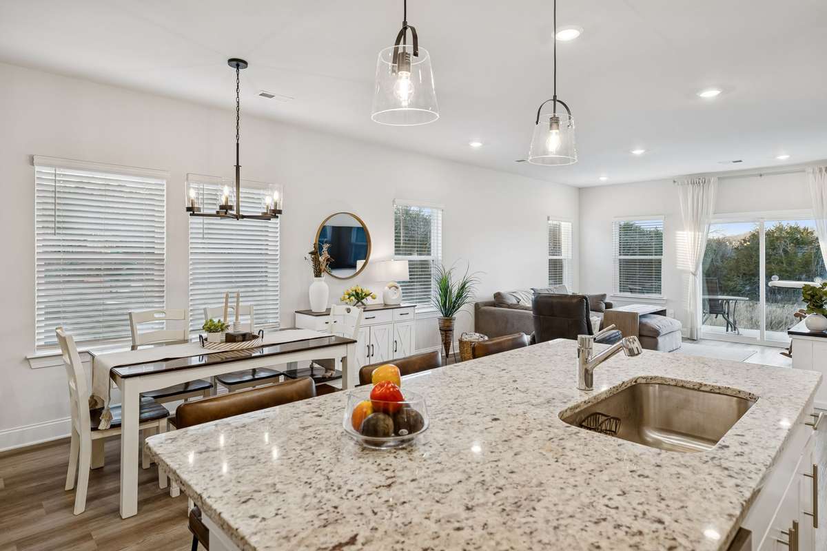 Open to Dining room and living room