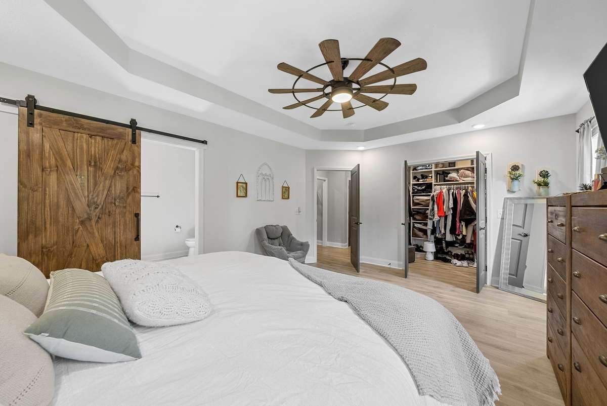 A calming main level retreat with a massive walk in closet!