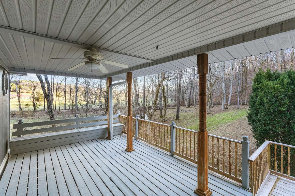Back deck looking towards the creek and woods