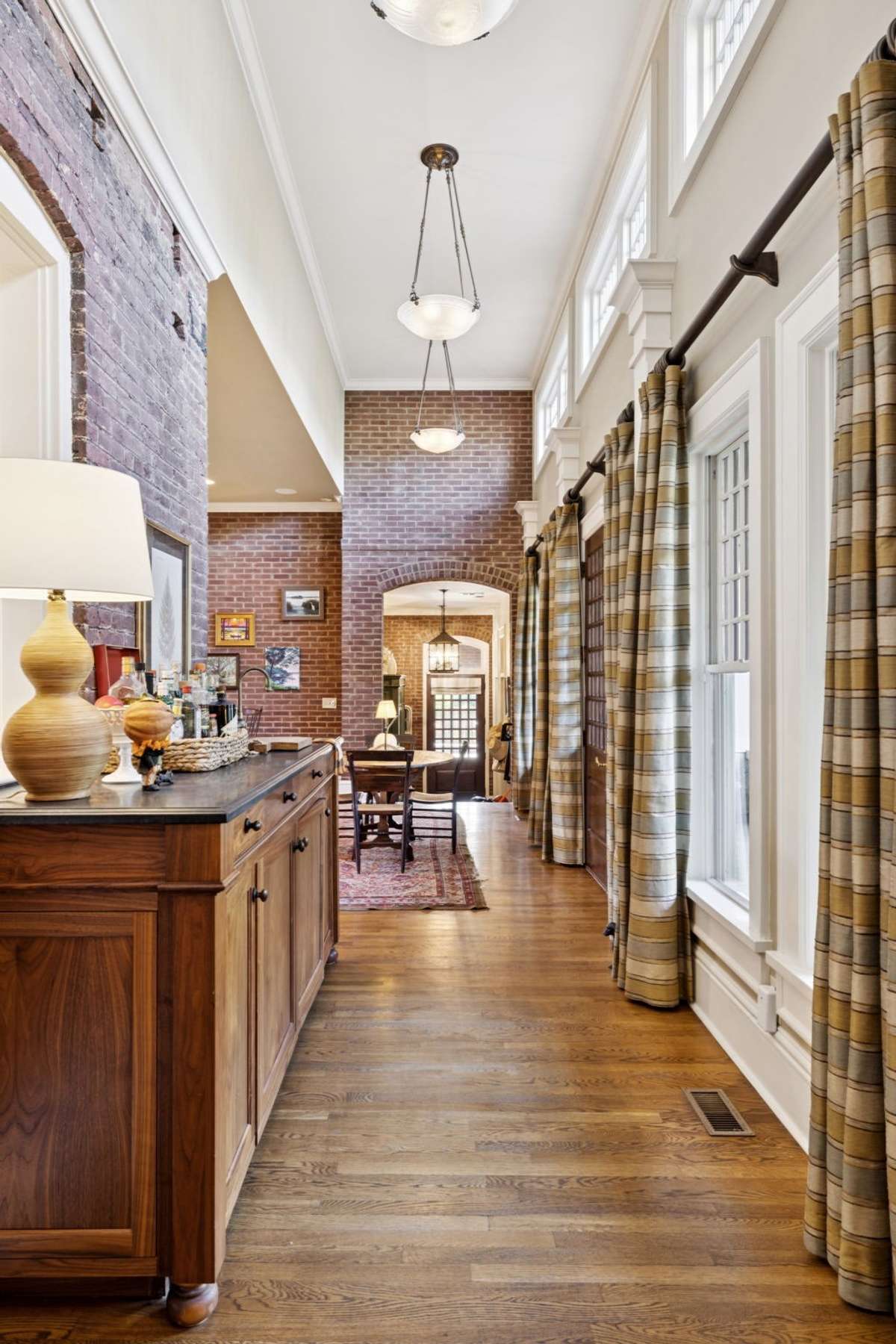 Among its many striking interior features, the Watson House is distinguished by a long, continuous hallway running from the front entrance to the rear of the home.