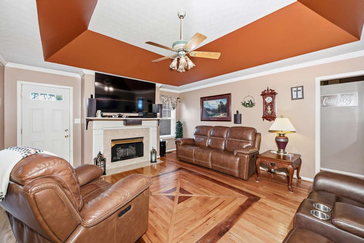 This may be the perfect living room for you if you're tired of white and modern!  This one is warm and cozy.