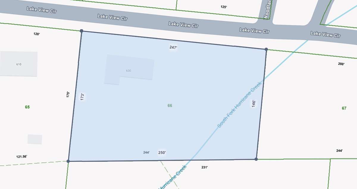 Lot showing creek and dimensions