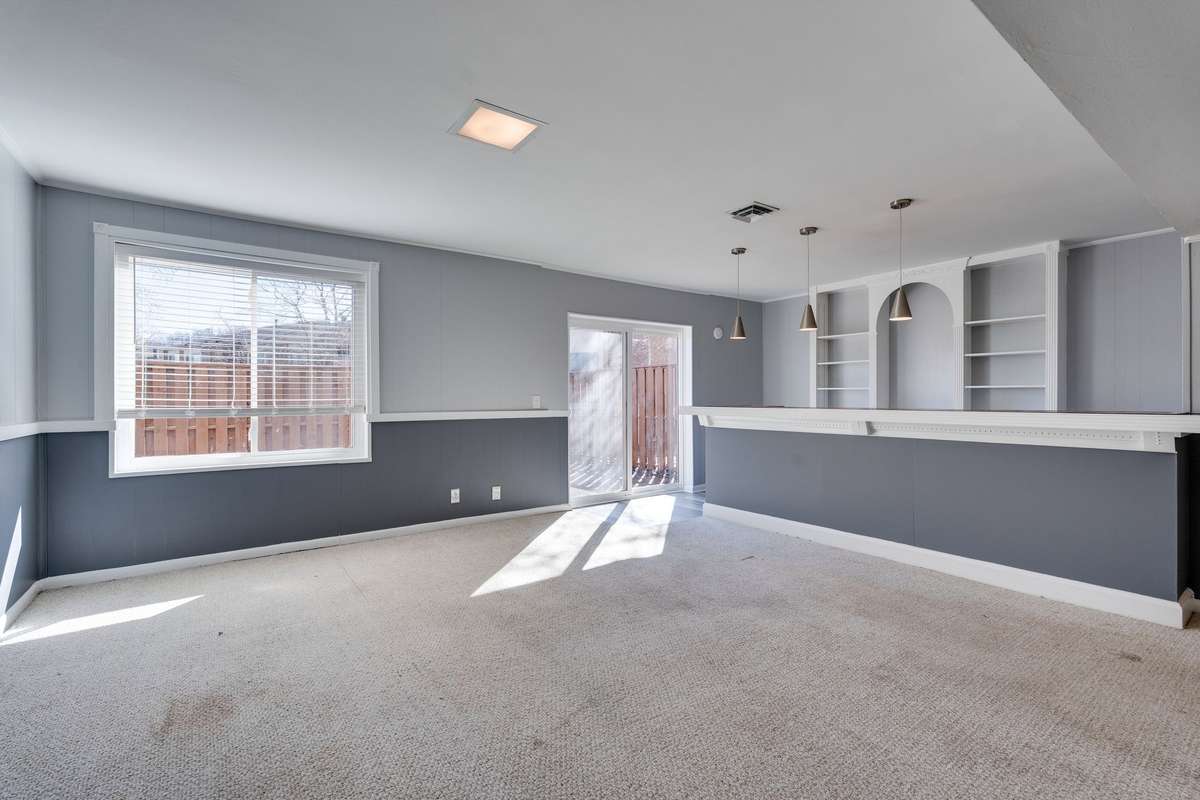 Take a look at this basement! Perfect for office or entertaining!