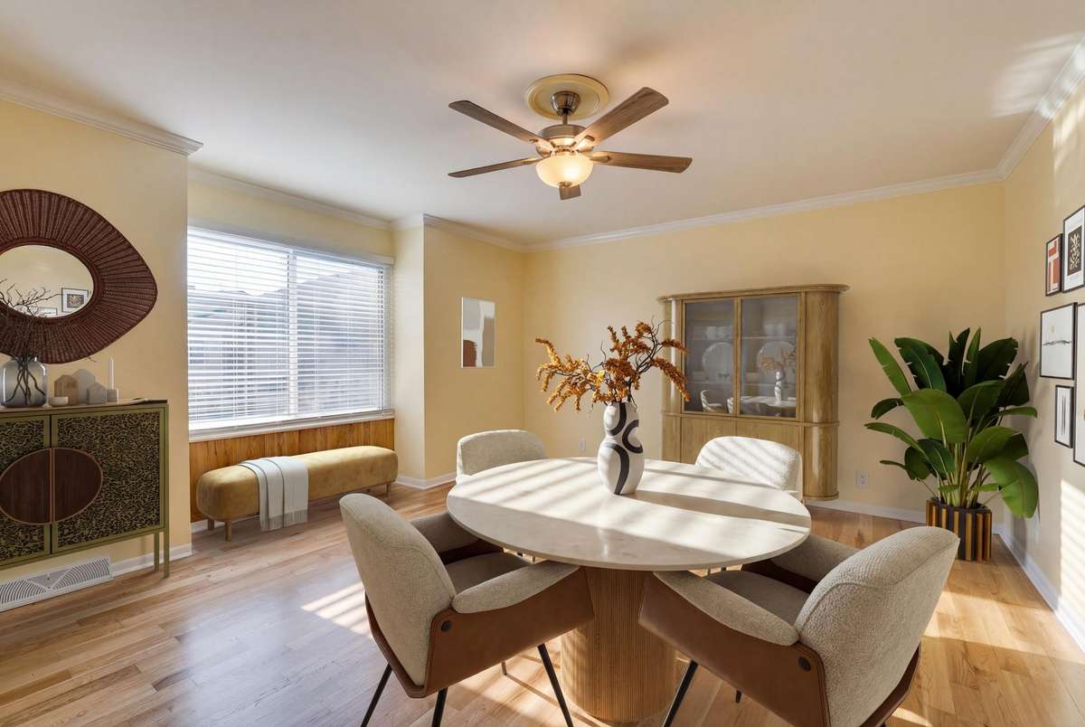 Casual eating area is virtually staged to show the possibilities.