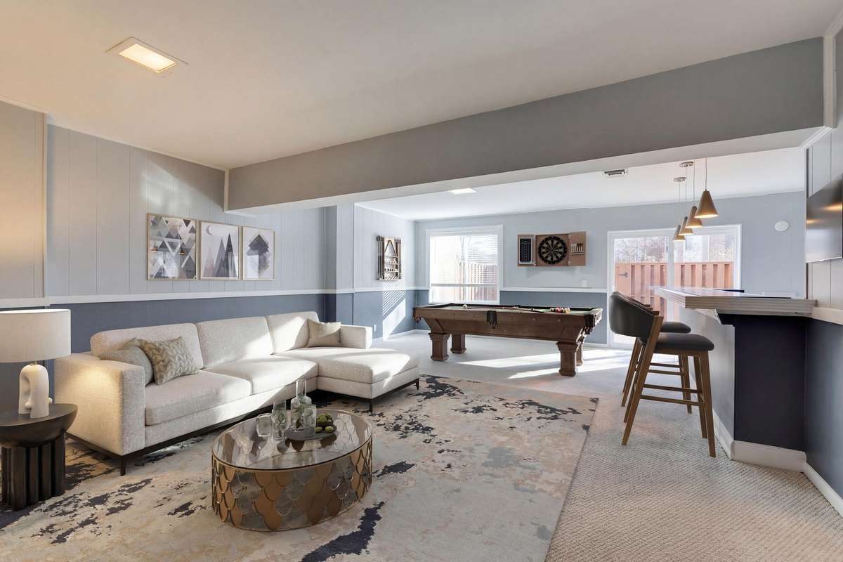 Basement is staged to show the possibilities.