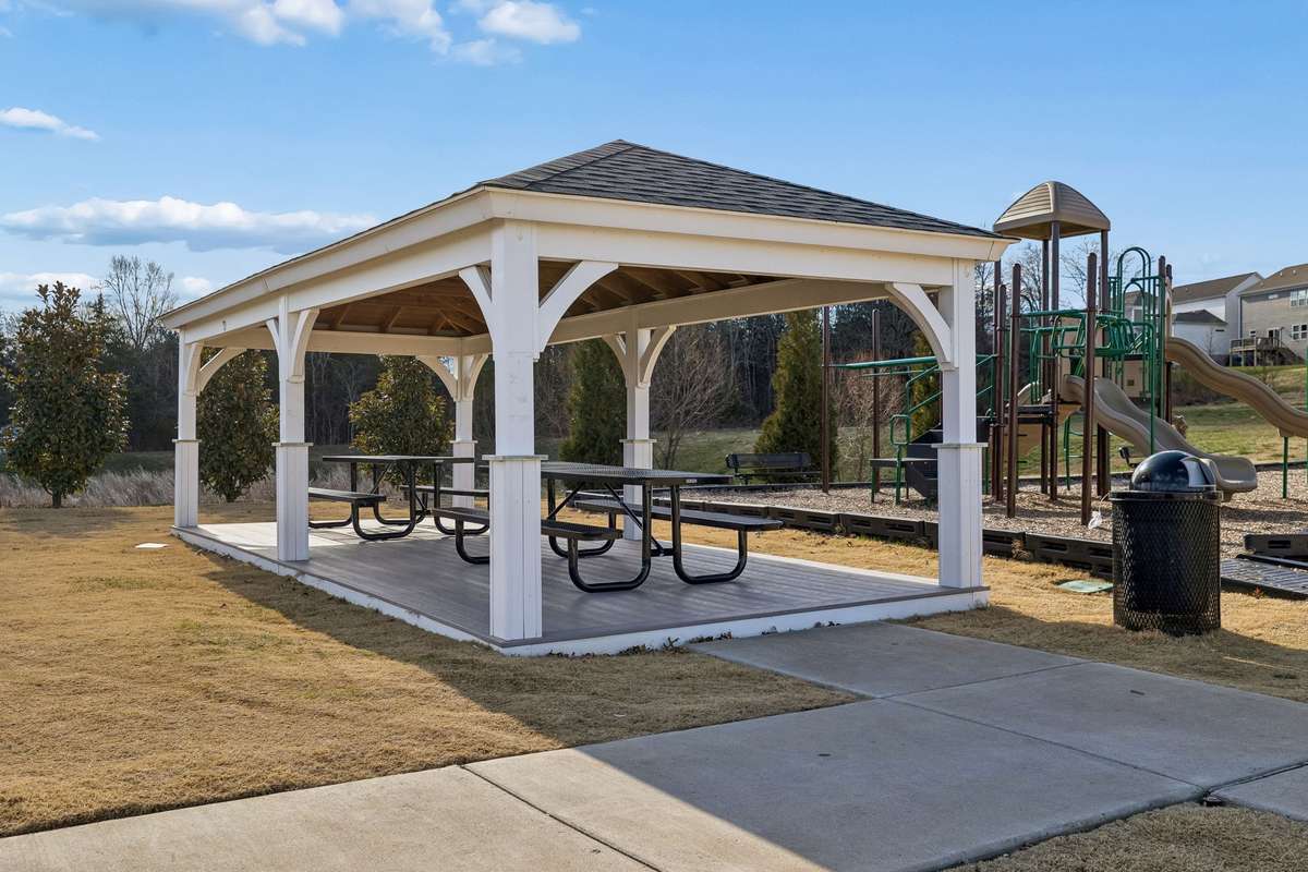 Community pavilion and playground at the entrance to the subdivision.