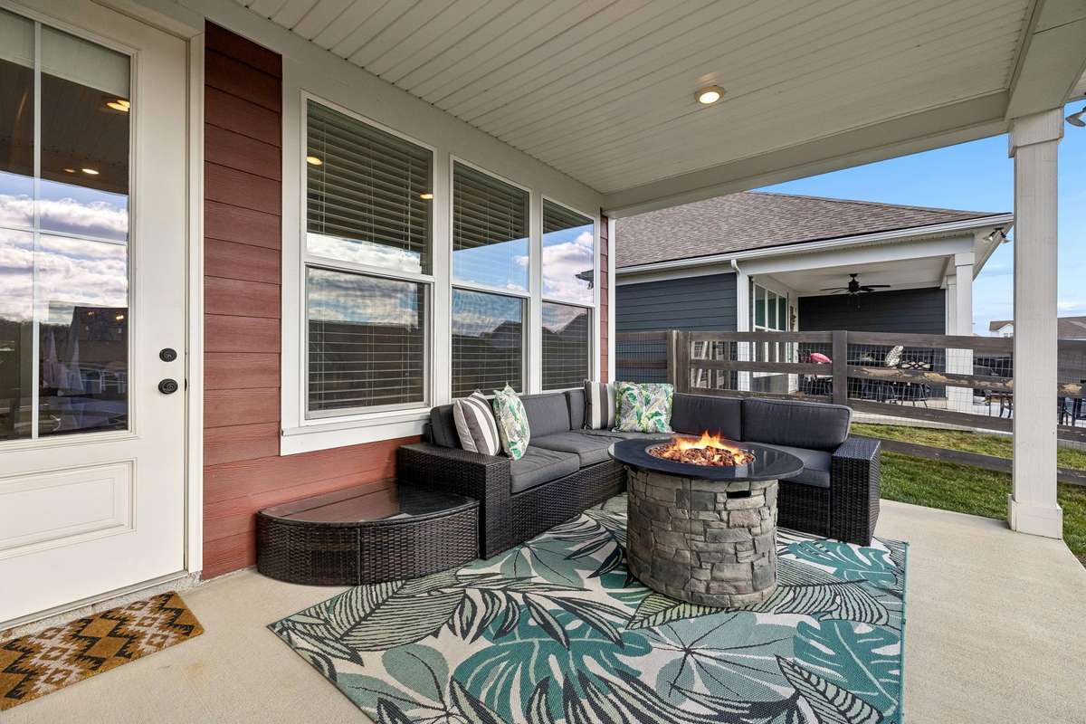 Covered patio perfect for watching the sun rise or set.