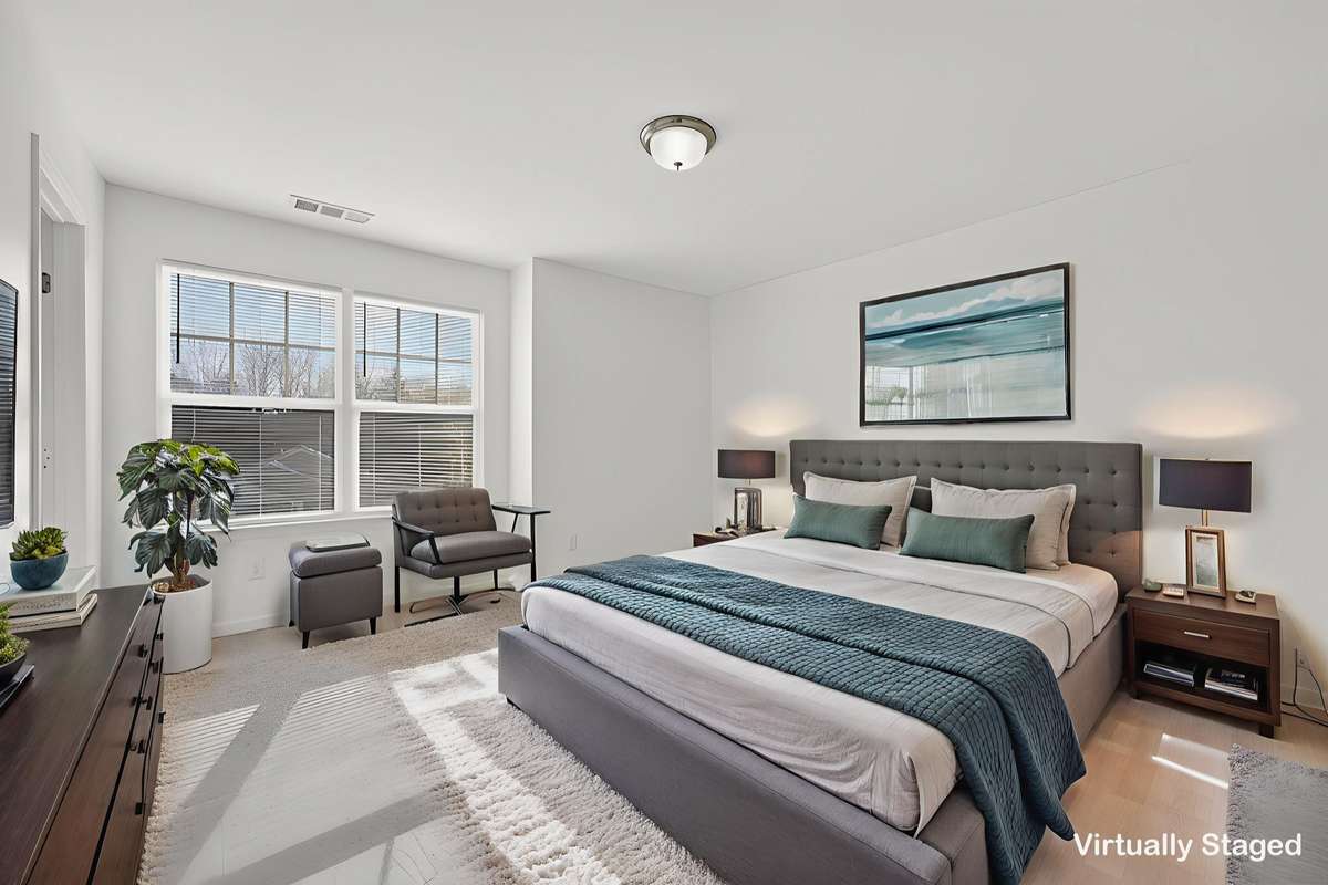 Staged primary bedroom