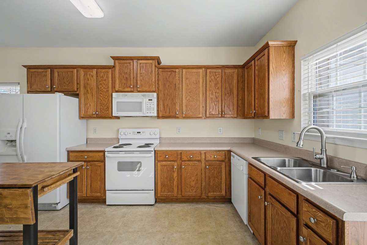Lots of counter space and plenty of cabinet space.