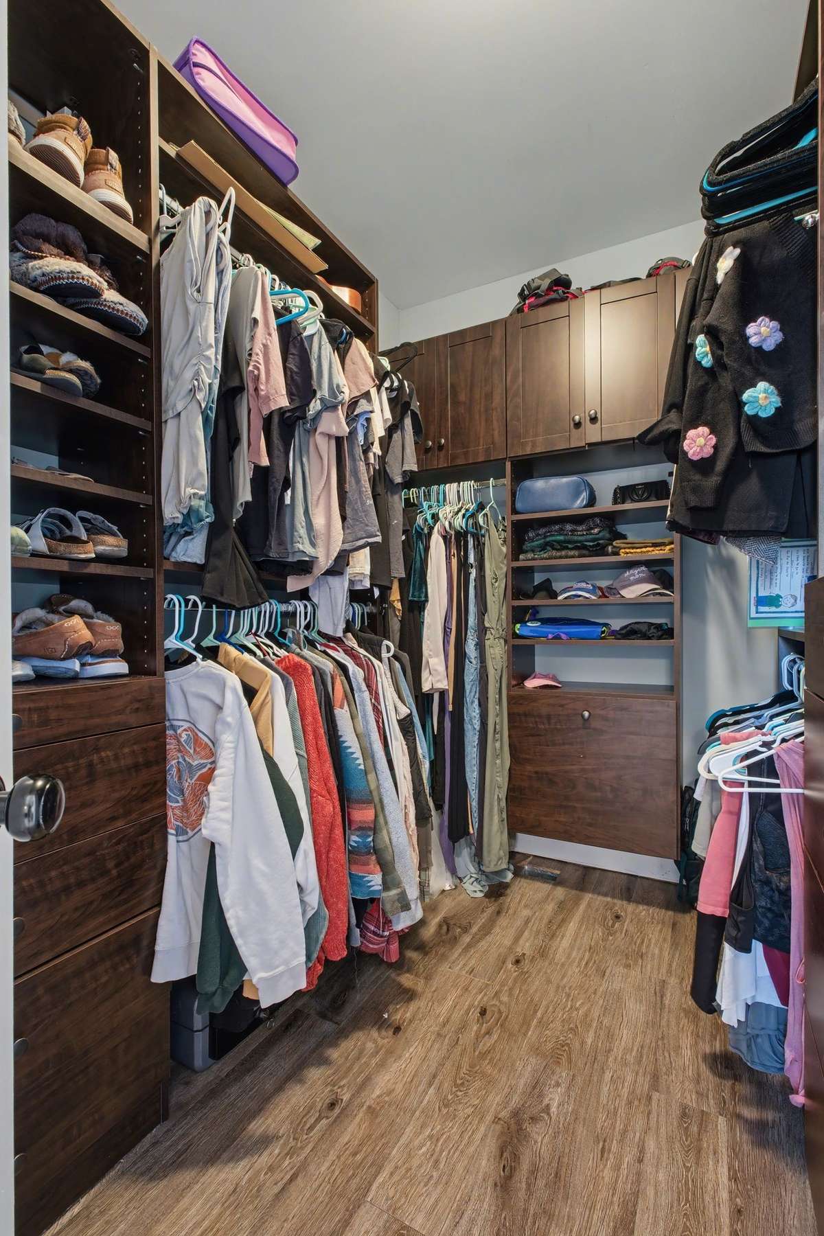Dream Closet with shelves, drawers, and cabinets!
