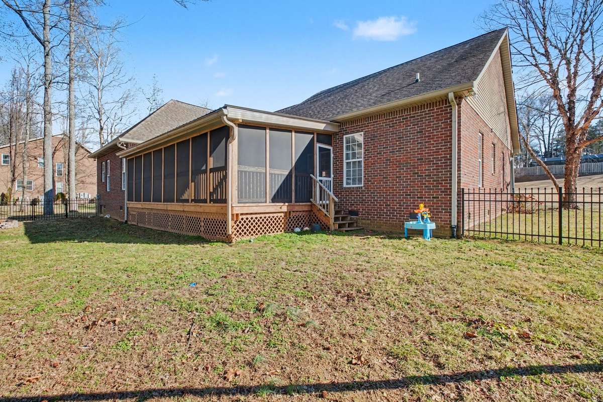 Plenty of level space in this backyard!