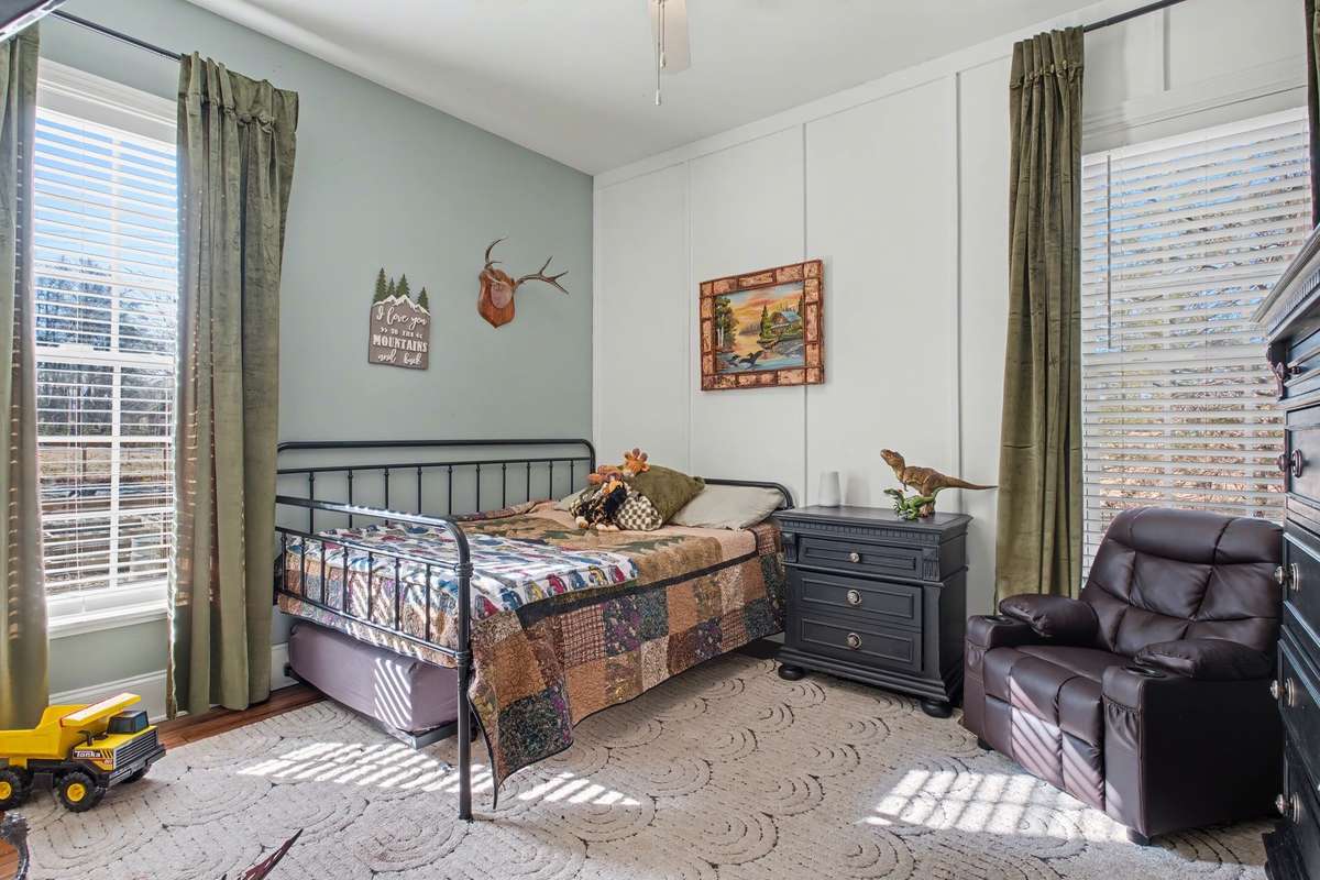 Spacious Secondary Bedrooms. This one is perfectly decorated for a boy. Notice the details on the wall!