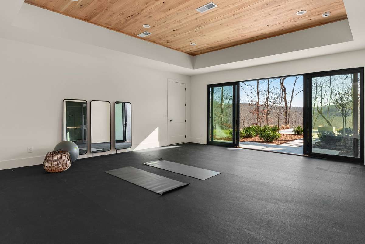 A light filled downstairs gym with direct outdoor access.