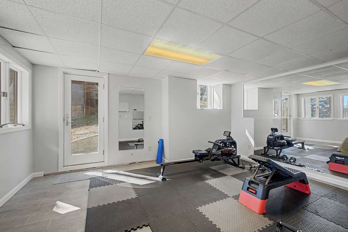 Workout room on basement level