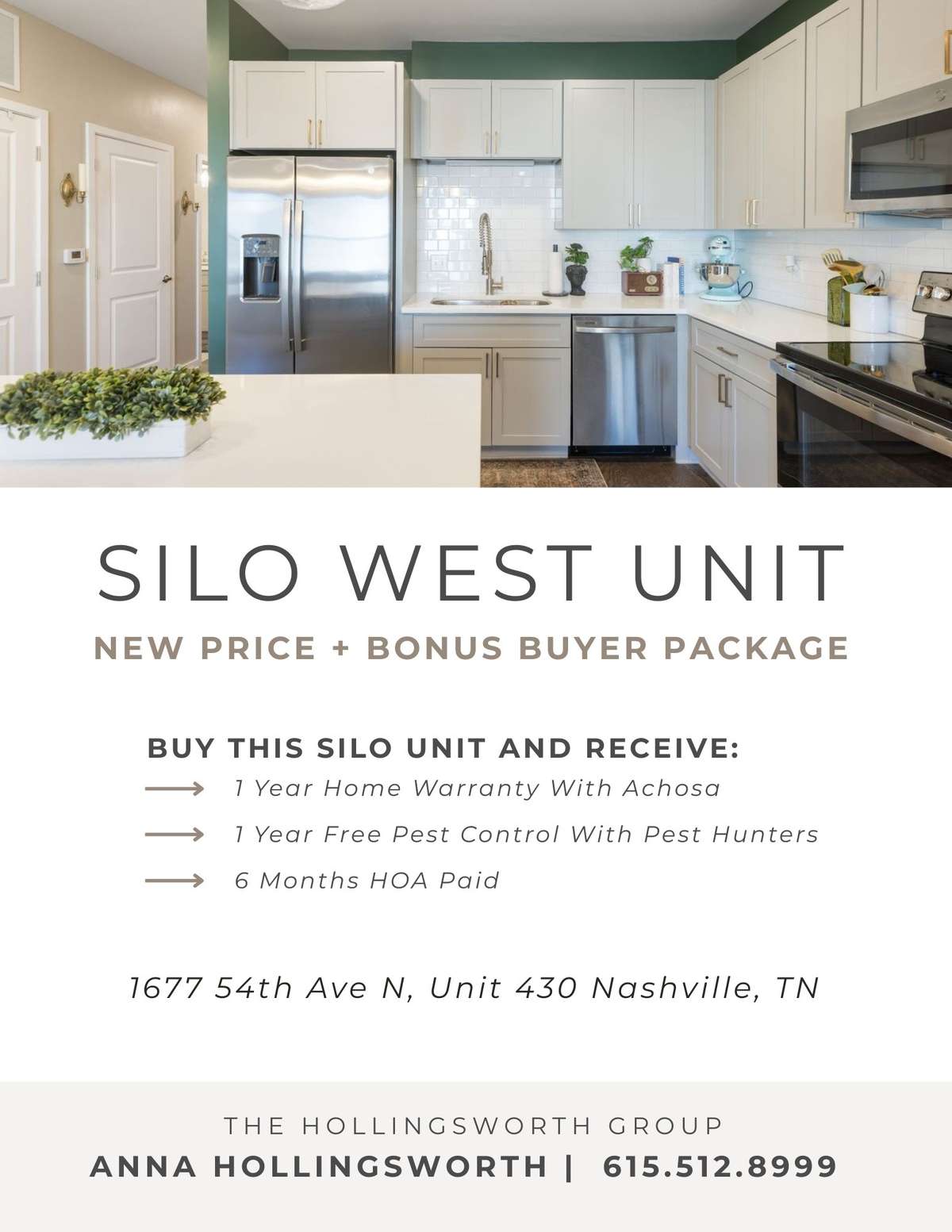 Offering home buyers package to include 1 year home warranty with Achosa, 1 year pest control plan, and 6 months HOA, +$1,500 lender credit with preferred lender.