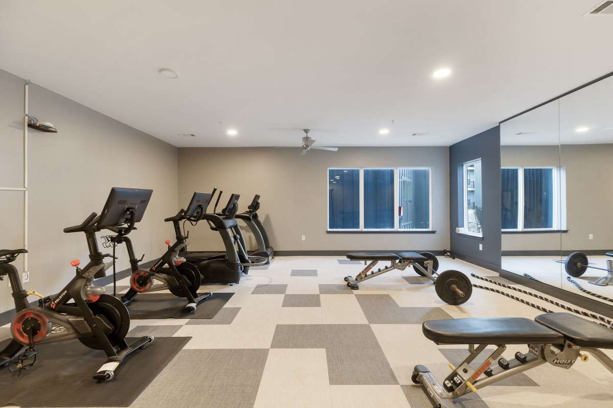 The fitness center has gym equipment, cardio equipment and more