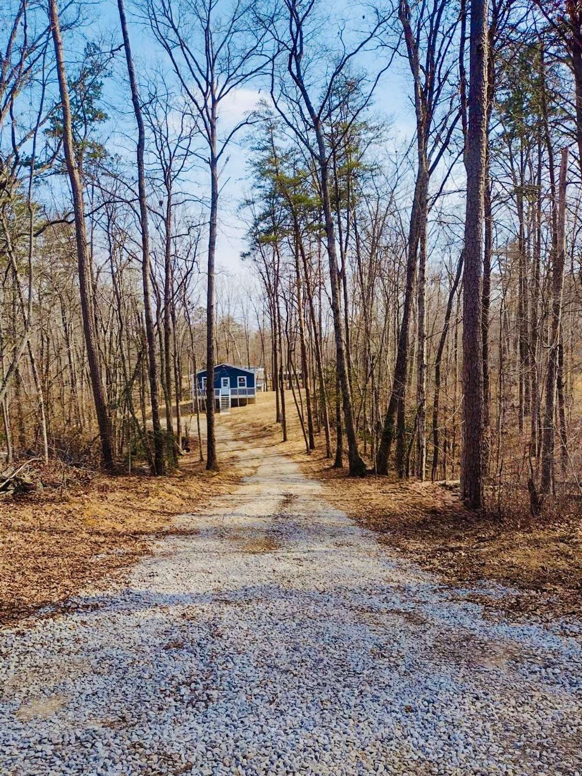 Gravel drive to the home. It is just precious.