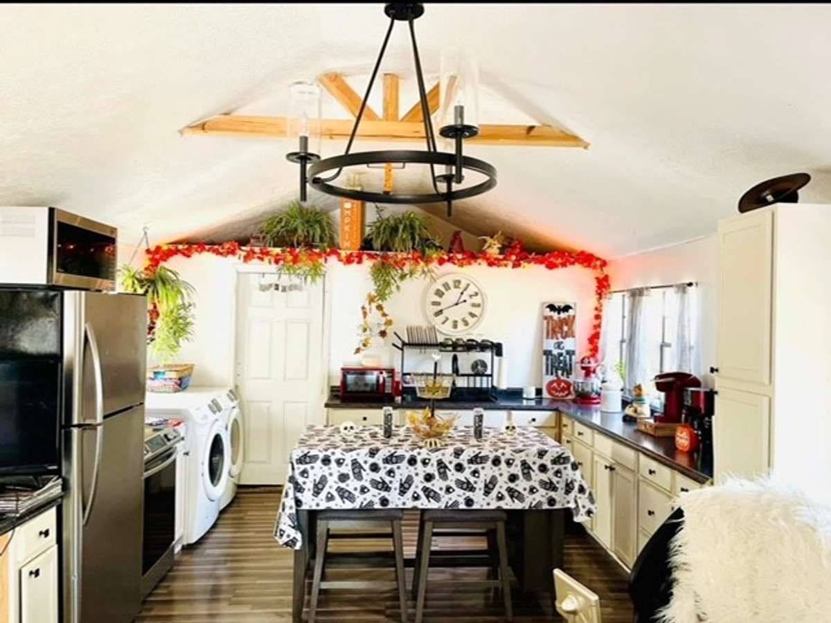 Dining space located in kitchen.