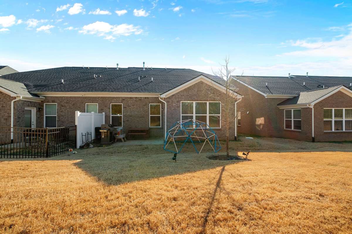 Back patio with room for grill and picnic table