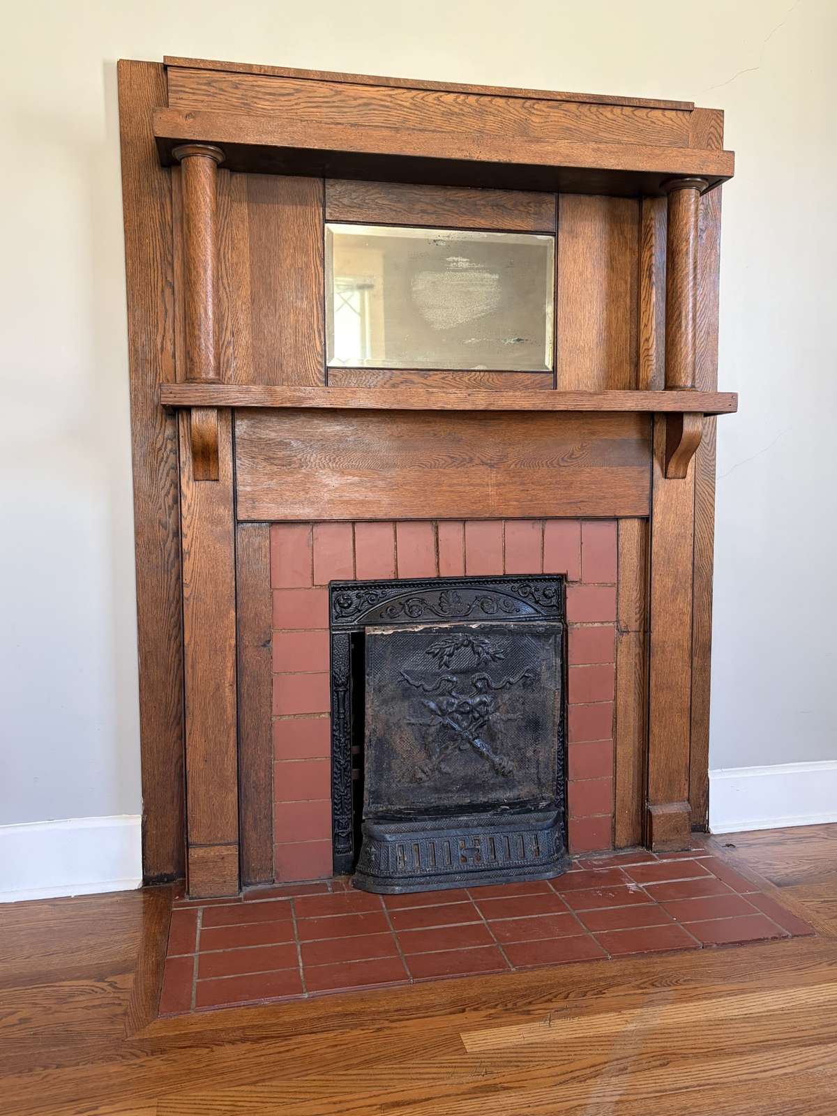 Antique mantel in Living Room