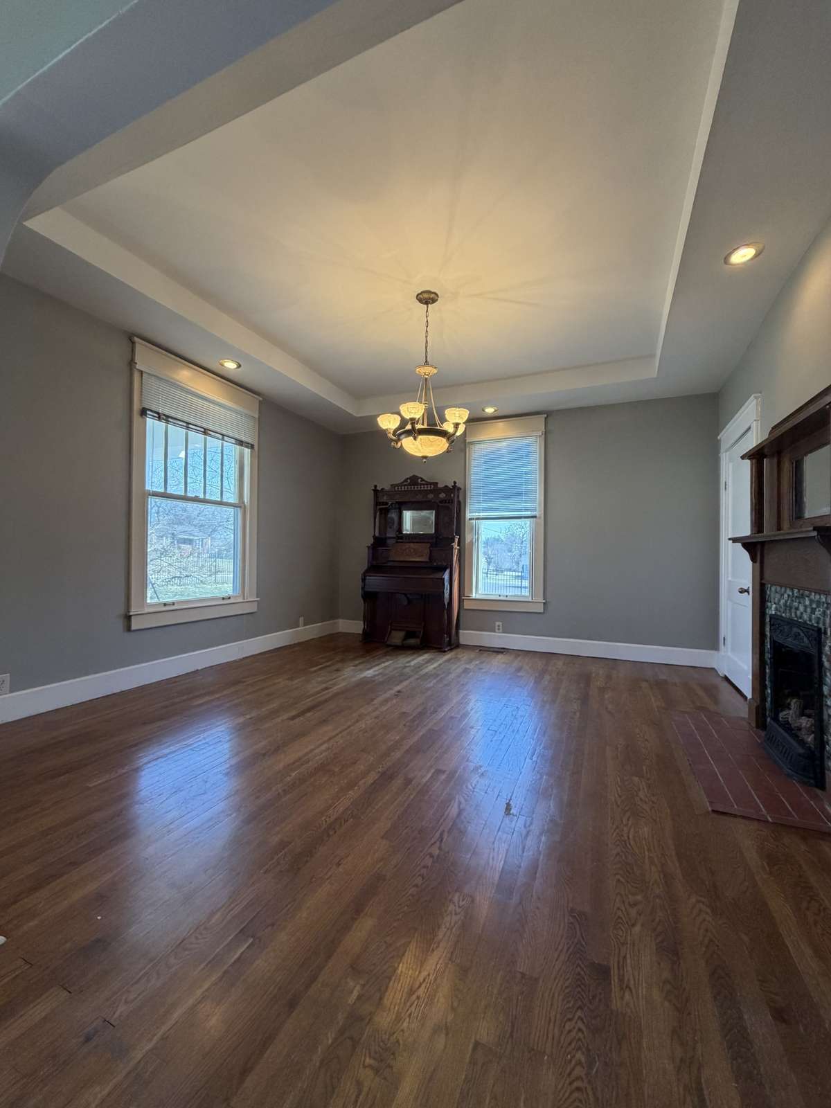 Dining Room with gas fireplace (the organ remains)