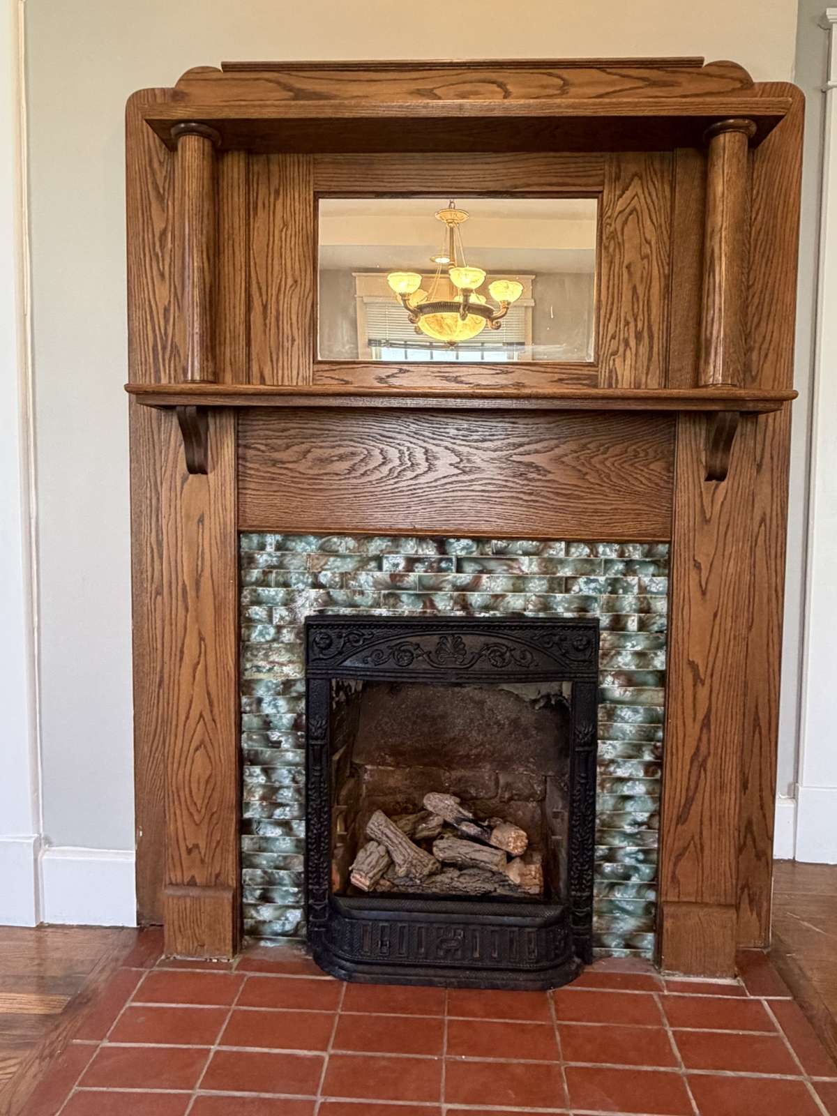 Antique mantel in Dining Room