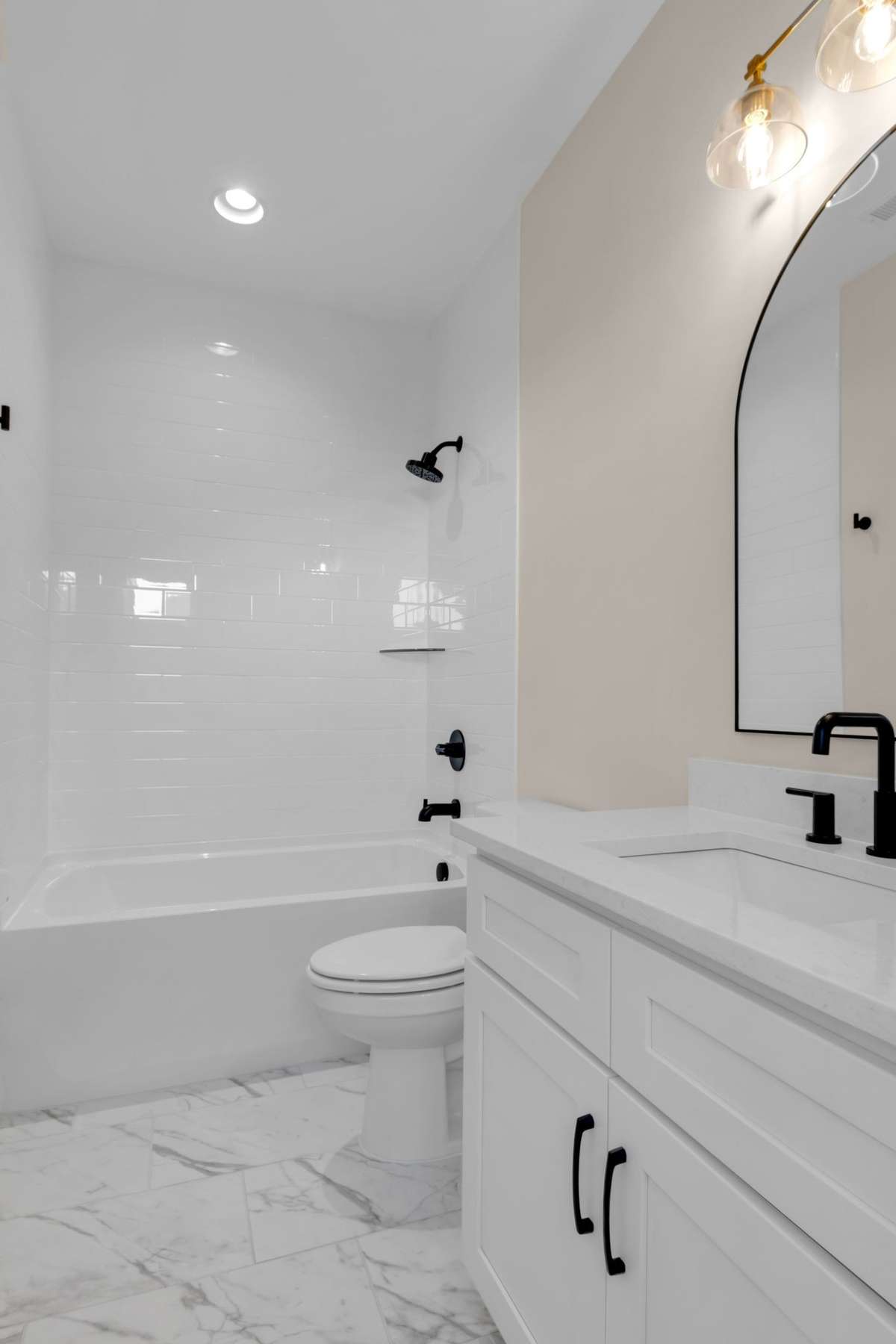 Tile work is stunning and tub/shower option is in bathroom 2 on the first floor so you have a place to take a relaxing bath, give the grandkids a bubble bath or for your fur baby.