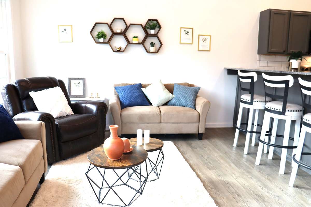 Entertaining is fun in this open concept living room and kitchen.