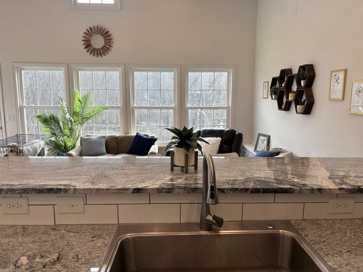 You won't mind doing dishes with this view of the river.