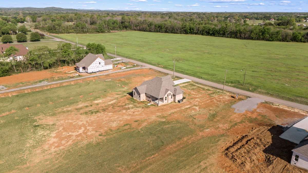Homes enjoy view of empty meadow across the street.