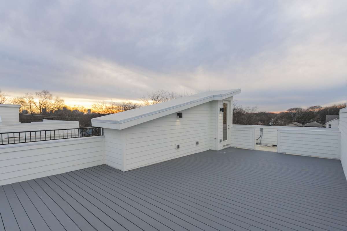 top deck, downtown and sunset views