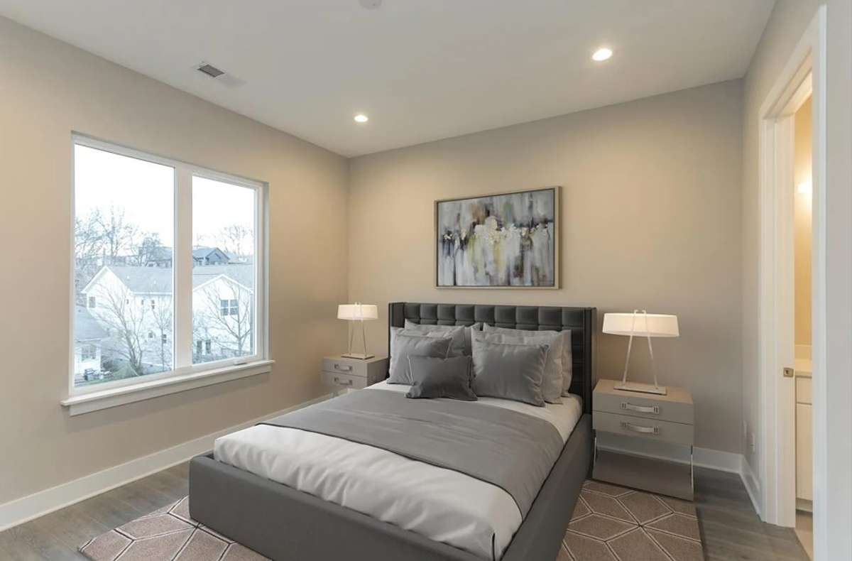 staged master bedroom