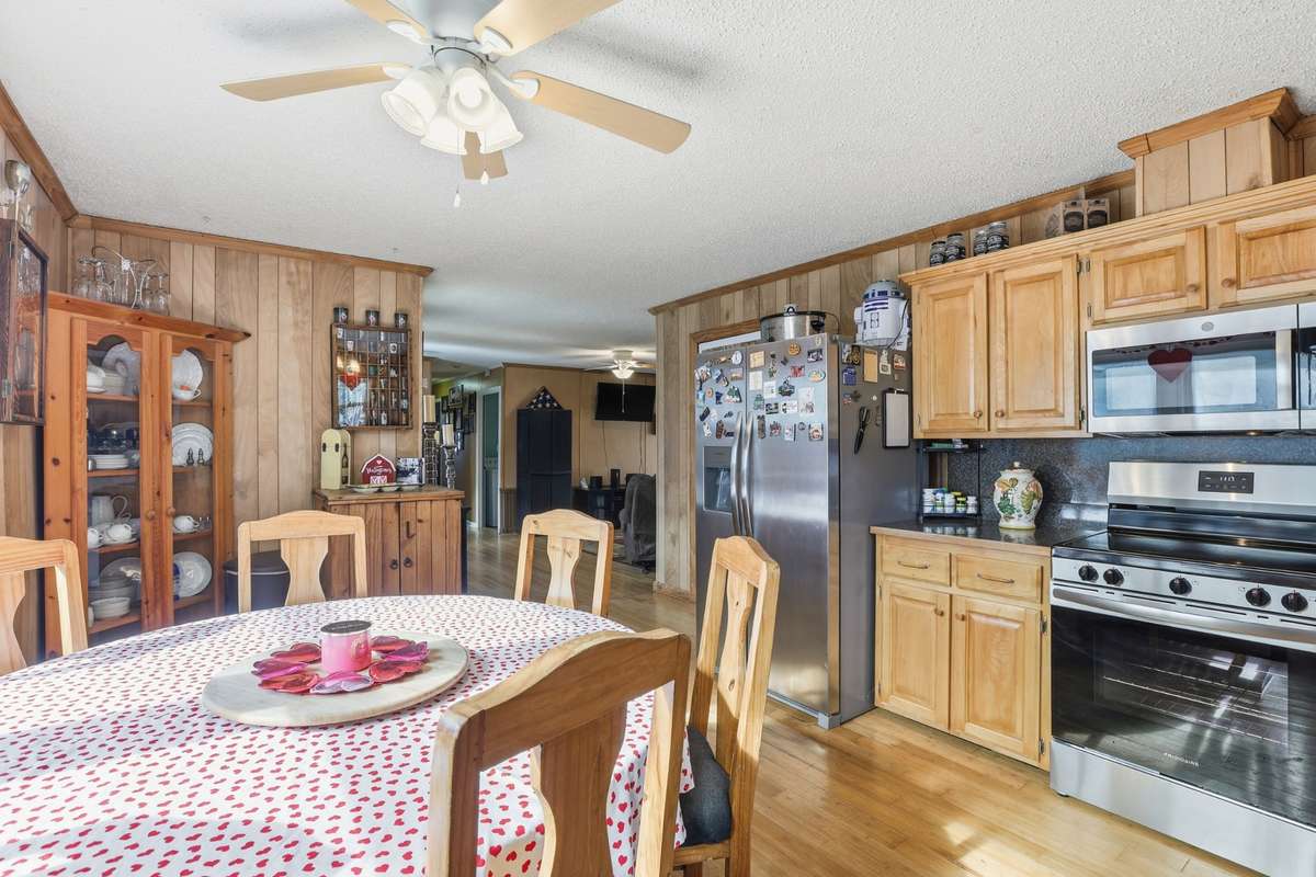 Another view from the Kitchen/Dining into the Living room.