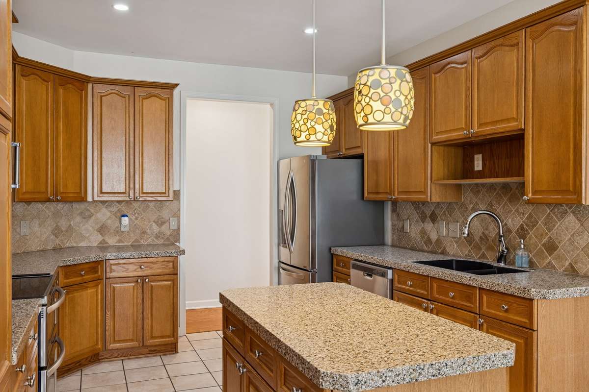 Large kitchen with stainless steel appliances!