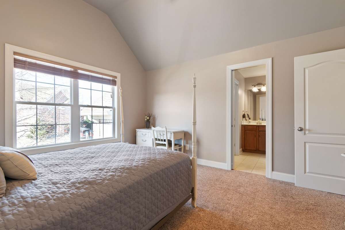 A large window provides ample natural light.