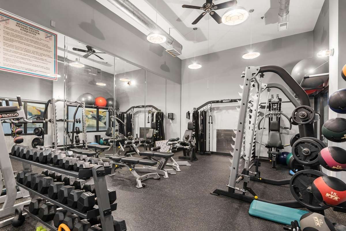 Residents enjoy a fully equipped fitness center on the main floor, offering convenience and added value without the need for an external gym membership.