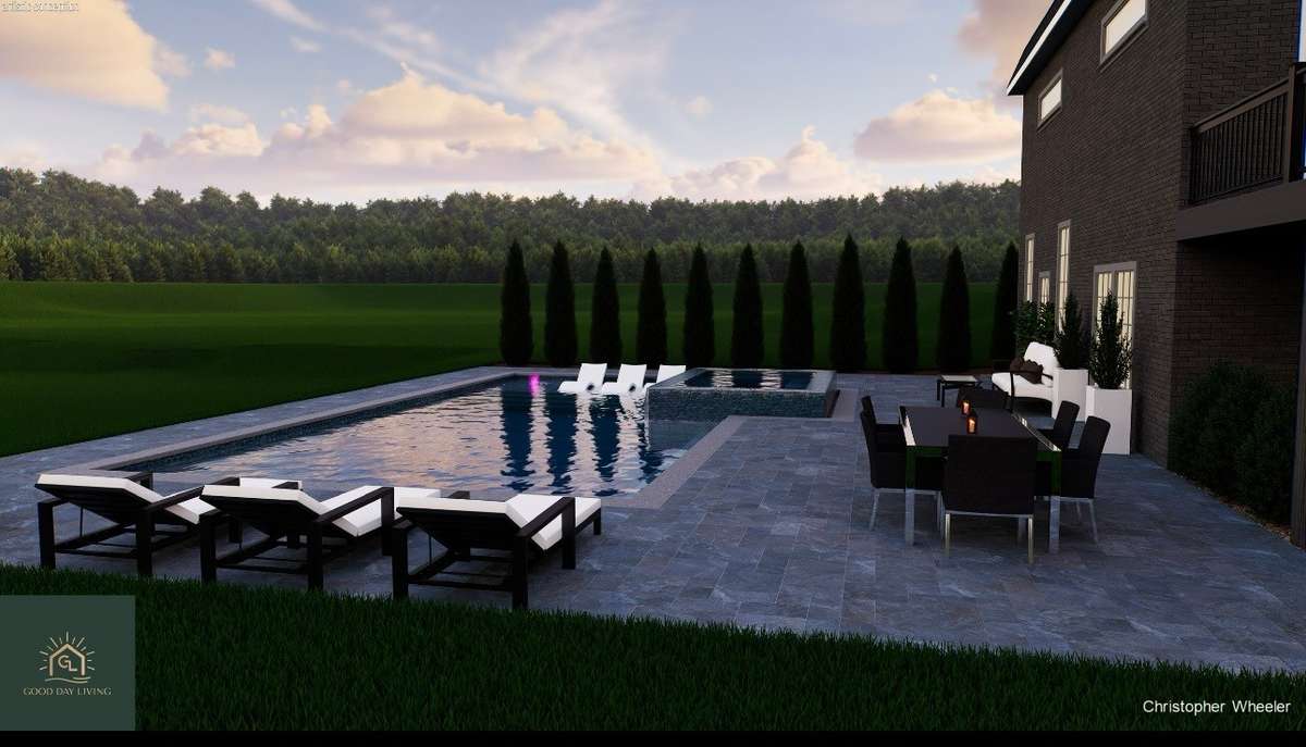 Pool is a rendering by Good Day Living