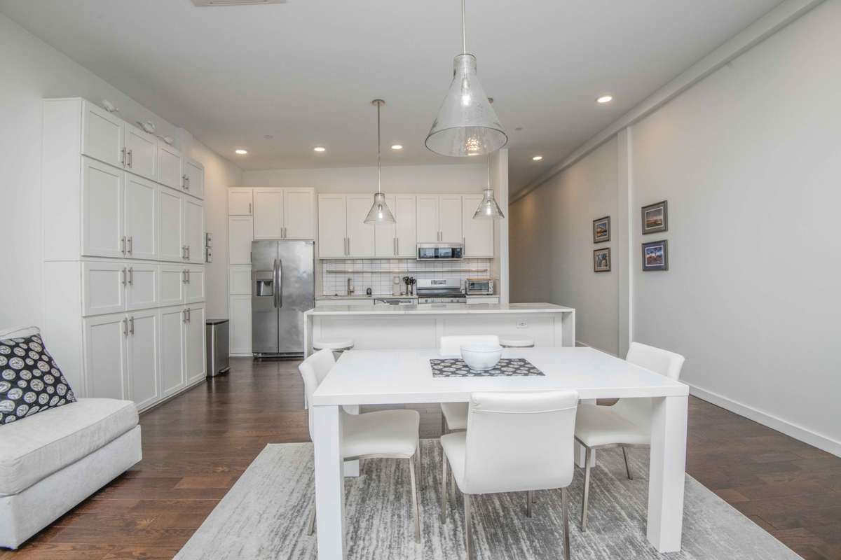 living area to kitchen