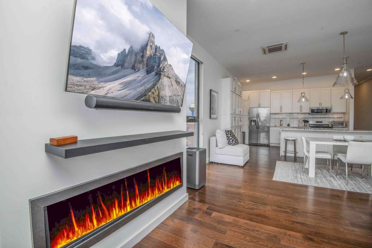 Living area gas fireplace
