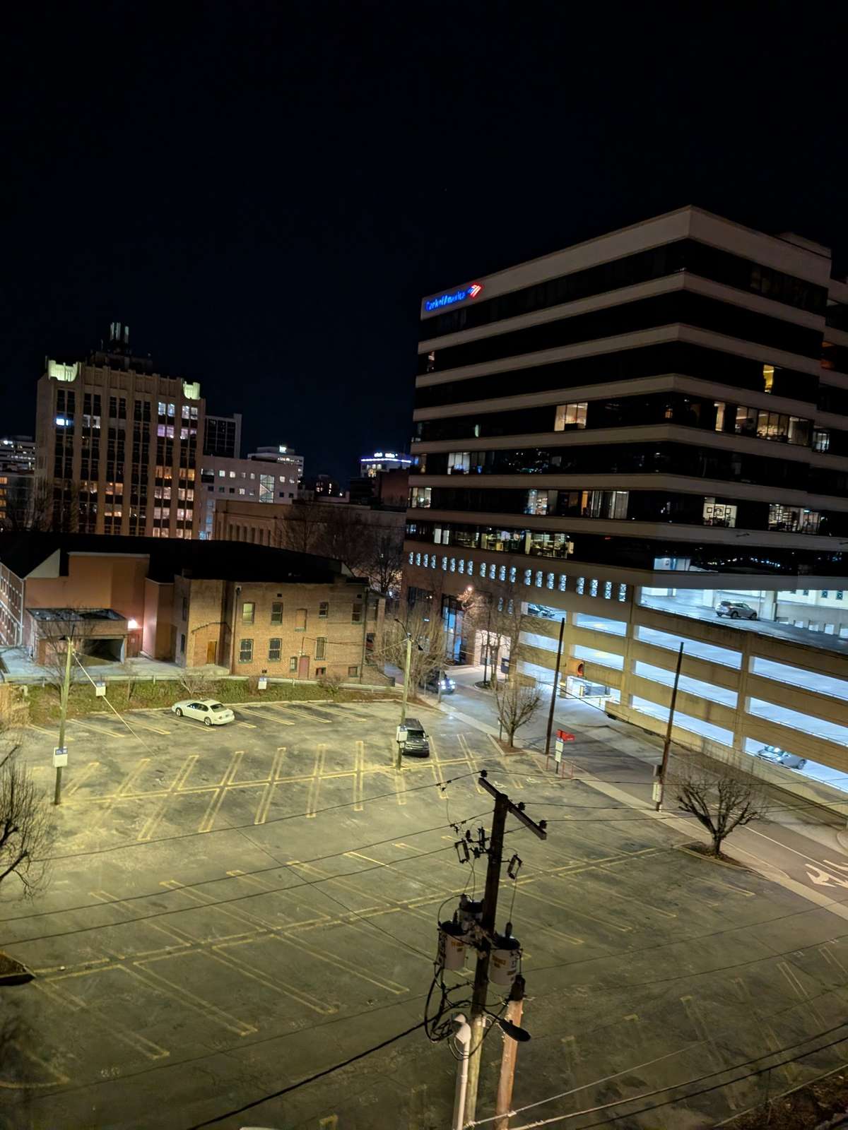 Additional parking lot and parking garage across the street