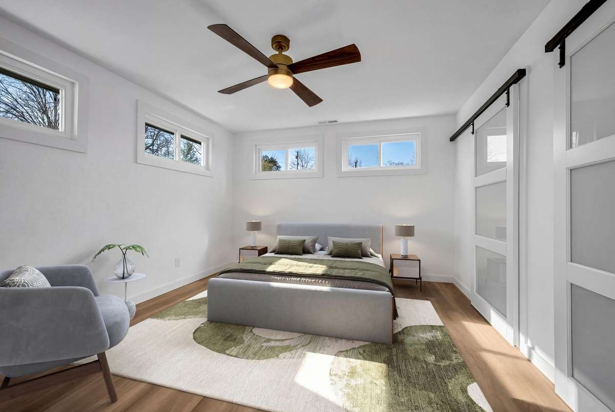Virtually staged, Primary Bedroom.