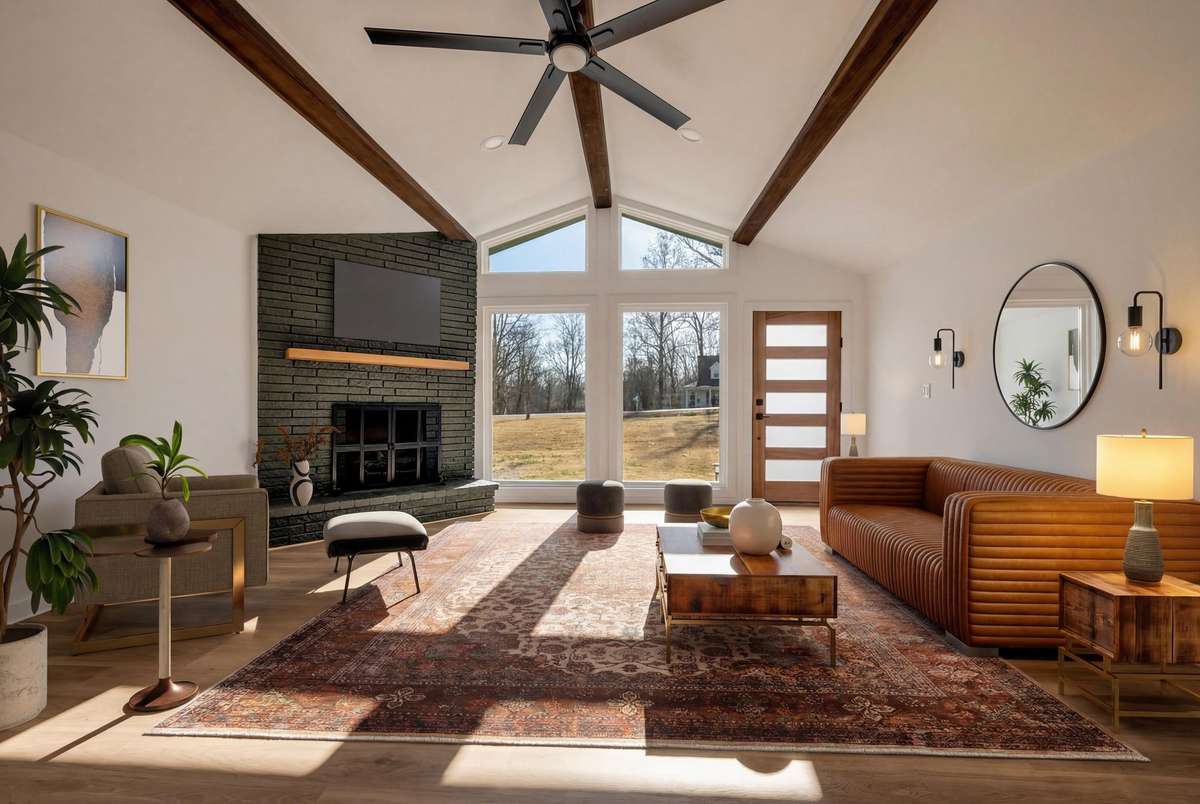 Virtually staged, Living Room.