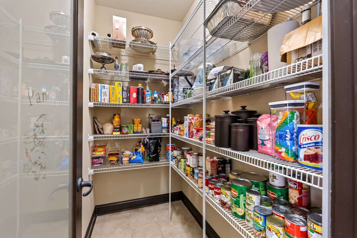 Walk in pantry w/ etched glass door