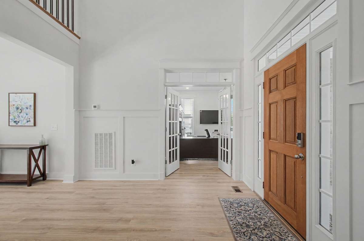 Large foyer looking in to office